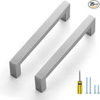 Ravinte 25 Pack Brushed Nickel Kitchen Cabinet Handles 5 Inch Cabinet Pulls Square Kitchen Hardware for Cabinet Drawer Pulls Drawer Handles Come with Screwdriver