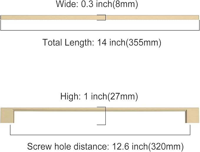 Asidrama 6 Pack 12.6 Inch(320mm) Brushed Brass Kitchen Cabinet Handles, Cabinet Pulls Kitchen Cabinet Hardware for Cupboard Drawer Pulls