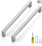 Ravinte 25 Pack Stainless Steel 8 Inch Cabinet Pulls Brushed Nickel Kitchen Cabinet Handles Square Kitchen Hardware for Cabinet Come with Screwdriver