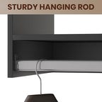 ROOMTEC 25.5" Tall Hanging Closet Unit, Modular Closet System with Hanging Rod, Wardrobe Organizer for Bedroom or Walk-in Closet, Wall Mounted, Customizable Clothes Storage Unit, Black