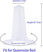 BCBYou Mosquito Net Canopy with Glow in Dark Stars for Baby, Kids, and Adults - Cover The Crib, Kids Bed, Full Size Bed (White)