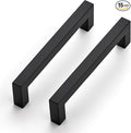 JOY DECOR 15 Pack Cabinet Handles, Black Cabinet Pulls, 5 Inch Kitchen Closet Handles Square Drawer Pulls Stainless Steel Drawer Hardware, 128mm Hole Centers