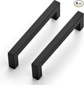 JOY DECOR 4 Pack Cabinet Handles, Black Cabinet Pulls, 5 Inch Kitchen Closet Handles Square Drawer Pulls Stainless Steel Drawer Hardware, 128mm Hole Centers