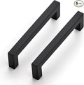 JOY DECOR 6 Pack Cabinet Handles, Black Cabinet Pulls, 5 Inch Kitchen Closet Handles Square Drawer Pulls Stainless Steel Drawer Hardware, 128mm Hole Centers