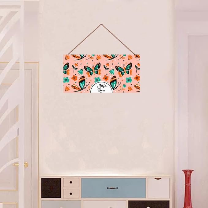 Personalized Butterfly Sign For Girls Room Boys Bedroom Custom Name Funny Theme Kids Toddler Baby Nursery Door Plaque Wall Art Decor For Little Man Cave