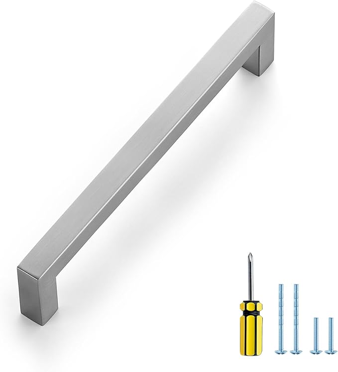 Ravinte 1 Pack Brushed Nickel Kitchen Cabinet Handles 6-1/4 Inch Cabinet Pulls Square Kitchen Hardware for Cabinet Drawer Pulls Drawer Handles Come with Screwdriver