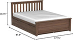 Max & Lily Full Bed, Wood Bed Frame with Headboard for Kids with Trundle, Slatted, Walnut