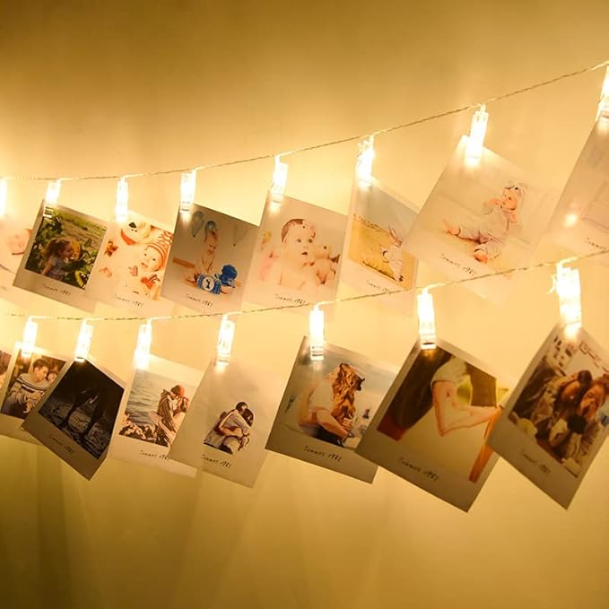 30 LED Photo Clip Fairy Lights LED Twinkle Lights Starry Lights for Home Halloween Thanksgiving Christmas Party Wedding Decor (10ft, Warm White)