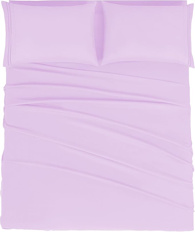 Mejoroom King Size Sheet Set - Soft Microfiber Bed Sheets,Deep Pocket Fitted Sheet, Soft, Breathable, Wrinkle & Fade Resistant - 4 Piece (King, Lavender)