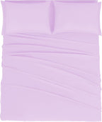 Mejoroom King Size Sheet Set - Soft Microfiber Bed Sheets,Deep Pocket Fitted Sheet, Soft, Breathable, Wrinkle & Fade Resistant - 4 Piece (King, Lavender)
