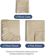 Twin Size 3 Piece Sheet Set - Comfy Breathable & Cooling Bed Sheets Set - Hotel Luxury Bedding for Women, Men, Kids, Teens, Boys & Girls - Deep Pockets, Ultra-Soft and Wrinkle Free - Oeko-Tex - Beige