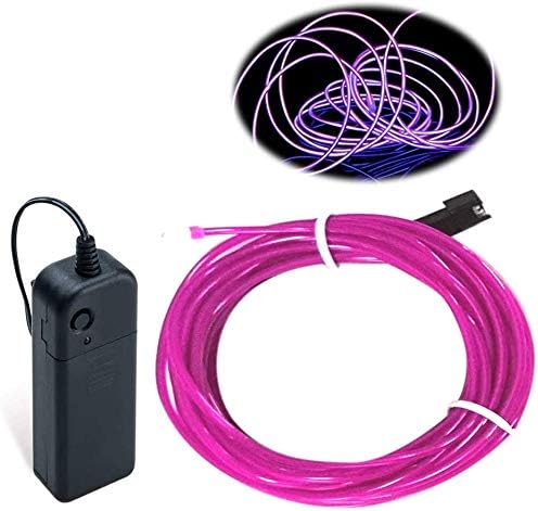MaxLax EL Wire Purple, 32.8ft/10m Portable Battery Pack Neon Light Strip 360° Cuttable Glowing Rope Lights for Parties, Halloween, DIY Decoration