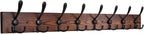 IBosins Wall Mounted Coat Rack, 31-2/5'' Long, Entryway Hanging Rack, Metal Wood Coat Hooks Rack with 8 Black Rustic Tri-Hooks Rail for Coat, Bag, Towel, Key, Hat, Umbrella