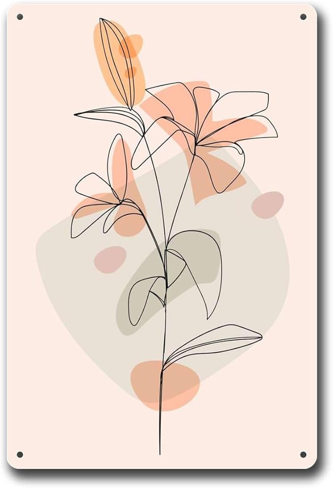 Metal Tin Signs Cute Floral Modern Art Suitable for Home Bar Cafe Farmhouse Decoration8x12inch Tin Sign