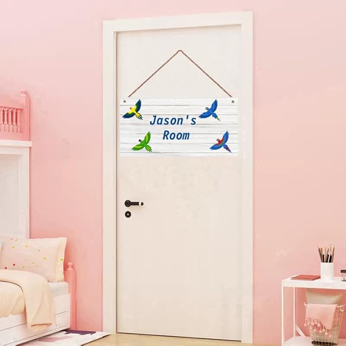 Personalized Sign Cute Bird Room Décor Kids Room Decor, Little Man Cave Wall Art Decor for Nursery, Flying Parrot Nursery Door Decor for Toddler Baby Boys Room