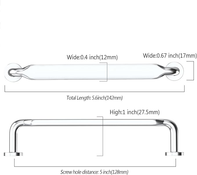 Asidrama 10 Pack 5 Inch(128mm) Polished Chrome Kitchen Cabinet Handles, Cabinet Pulls Kitchen Cabinet Hardware for Cupboard Drawer Pulls