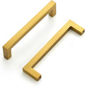 Ravinte 10 Pack Solid Gold Kitchen Cabinet Handles Slim Drawer Pulls with 3-3/4 Inch Hole Center Square Bar Cupboard Hardware
