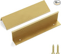 goldenwarm 15 Pack Gold Finger Edge Pulls Drawer Finger Pulls Champagne Gold Kitchen Hardware Handles Bedroom Dresser Drawers,256mm Hole Centers