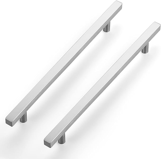 Ravinte Brushed Nickel Cabinet Handles 10 Pack 8-4/5 inch Satin Nickel Square Cabinet Pulls Silver Hardware for Kitchen Cabinets 11-3/10 inch Overall Length Stainless Steel Drawer Pulls