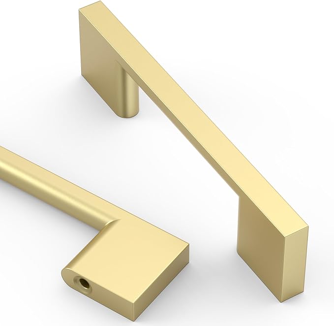 Asidrama 10 Pack 3 Inch(76mm) Brushed Gold Kitchen Cabinet Handles, Cabinet Pulls Kitchen Cabinet Hardware for Cupboard Drawer Pulls