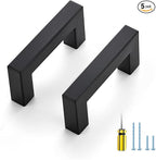 Ravinte 5 Pack Squre Cabinet Pulls 2-1/2 Inch Black Kitchen Cabinet Handles Matte Black Kitchen Hardware for Cabinet Black Drawer Pulls Black Square Cabinet Pulls Drawer Handles Come with Screwdriver