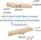 10Pcs Unfinished Wood Solid Furniture Pulls Handles,Unfinished Unpainted Paintable Wooden Handles Cupboard Closet Drawer Handle Pull,Length 4.84",Hole Dis.3.78"