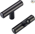 HBL' 12 Pack | Black Cabinet Knobs T Bar Cabinet Pulls, Ideal for Kitchen Cabinet Door,Drawer,Cupboard and Wardrobe, Overall Length 2in.