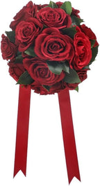 Wedding Bouquet Bride Flower Bridal Bouquets, Ribbon Artificial Rose Wedding Bouquets for Bride Bridesmaid Bouquet Dark Red Rose Bouquet Bride Bridesmaid Holding Flower for Wedding Decor
