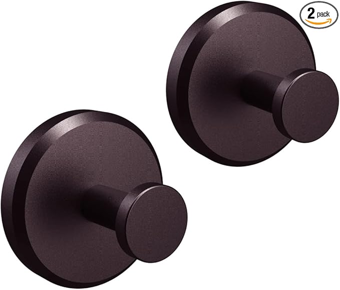 HOME SO Suction Cup Hooks for Shower, Bathroom, Kitchen, Glass Door, Mirror, Tile – Loofah, Towel, Coat, Bath Robe Hook Holder for Hanging up to 15 lbs – Waterproof & Rustproof, Dark Bronze (2-Pack)