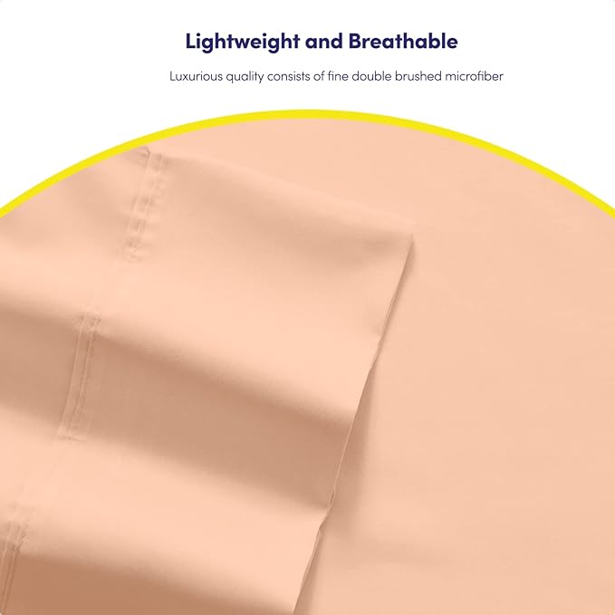 6 Piece Bed Sheet Set, Twin, Peach