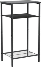 Hoctieon 2-Set 3 Tier End Table, Telephone Table Set of 2, Tall Side Table with Storage Set of 2, Small Nightstand for Small Spaces, Metal Frame, for Living Room, Bedroom, Sofa Couch, Black