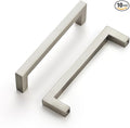 Ravinte 10 Pack Solid Kitchen Cabinet Handles Brushed Nickel Slim Cabinet Pulls Drawer Pulls with 4 Inch Hole Center Square Bar Kitchen Cabinet Hardware