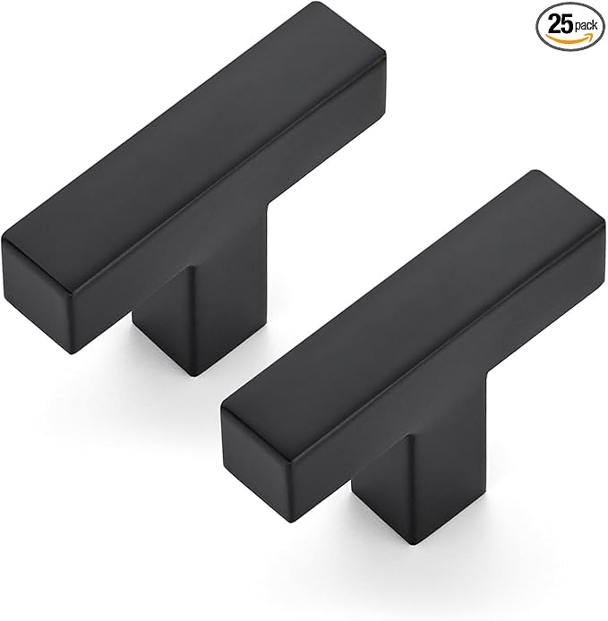 JOY DECOR 25 Pack Cabinet Knobs, Black Cabinet Handles, 2 Inch Kitchen Knobs, Single Hole Drawer Hardware for Dresser Drawers