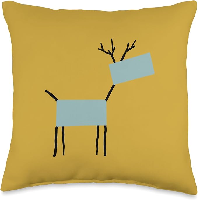 Cute Scandinavian Animals Designs Chic Deer Moose Scandinavian Elk Minimalism Reindeer Throw Pillow, 16x16, Multicolor