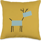 Cute Scandinavian Animals Designs Chic Deer Moose Scandinavian Elk Minimalism Reindeer Throw Pillow, 16x16, Multicolor