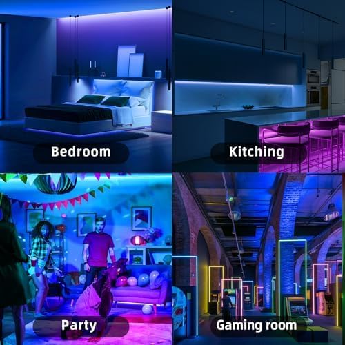 Led Lights for Bedroom 300FT (2 Rolls of 150FT), RGB Led Strip Lights with Music Sync Color Changing, Remote & App Controll Led Lights for Room and Party, Super Long LEDs for Bedroom Ambiant