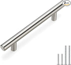 homdiy Brushed Nickel Cabinet Pulls Cabinet Handles,2 Pack 96mm 3-3/4 inch Hole Centers - HD201SN T Bar Handle Pull with Brushed Nickel Finish