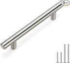 homdiy 96mm Cabinet Handles Drawer Pulls - HD201SN Cabinet Hardware Brushed Nickel Cabinet Pulls 5 Pack Modern Cupboard Handles for Kitchen Cabinets