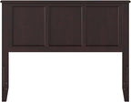 AFI, Madison Full Solid Wood Panel Headboard with Attachable Charger, Espresso