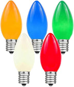 25 Foot C9 Multi Ceramic Christmas String Light Set - Opaque Bulbs - Roofline Light String - Green Wire