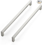 JOY DECOR 12 Pack Cabinet Handles, Brushed Nickel Cabinet Pulls, 11-1/3 Inch Kitchen Closet Handles Square Drawer Pulls Stainless Steel Drawer Hardware, 288mm Hole Centers