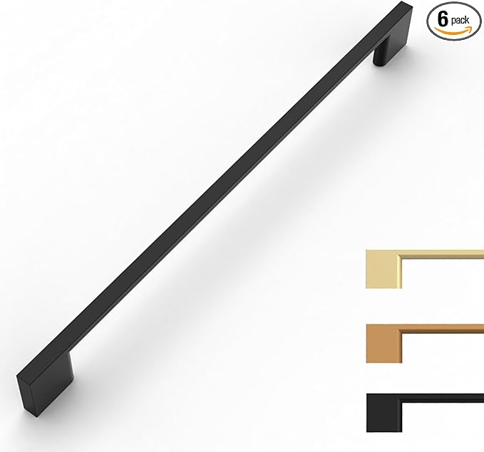 6 Pack Matte Black Cabinet Pulls 12.5 Inch Cabinet Handles Kitchen Cabinet Hardware Wardrobe Pulls Kitchen Handles for Cabinets Black Dresser Pulls Drawer Handle
