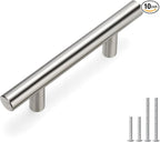 homdiy 10 Pack |Cabinet Handles Brushed Nickel Cabinet Pulls Cabinet Hardware 2-1/2in Hole Centers Drawer Pulls Kitchen Cupboard Euro T Bar Dresser Pulls 201SN