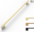 Brushed Gold Cabinet Pulls - 10 Pack, 10 Inch Handles, Brass Dresser Pulls, Kitchen Handles