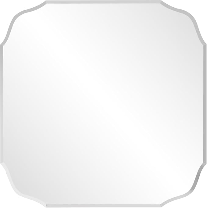 Silver Wall Mirror-Beveled Edge Frameless Mirror for Bathroom, Vanity, Bedroom, Rectangle Mirrors（24X24inch）