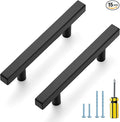 Ravinte Black Cabinet Handles 15 Pack 3-1/2 inch Matte Black Square Cabinet Pulls Kitchen Hardware 6 inch Overall Length Kitchen Drawer Pulls