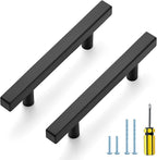 Ravinte Black Cabinet Handles 10 Pack 3-1/2 inch Matte Black Square Cabinet Pulls Kitchen Hardware 6 inch Overall Length Kitchen Drawer Pulls