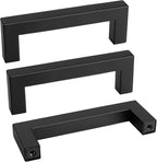 goldenwarm 100 Pack 3-1/2 Inch Black Cabinet Handles Matte Black Drawer Pulls Stainless Steel Cabinets Hardware Square Bar Modern for Kitchen Bathroom Cupboard