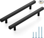 JOY DECOR 10 Pack 6-1/4 Inch Matte Black Square Cabinet Handles Stainless Steel Cabinet Hardware Pulls for Kitchen and Drawers with 8-13/16 Inch Overall Length