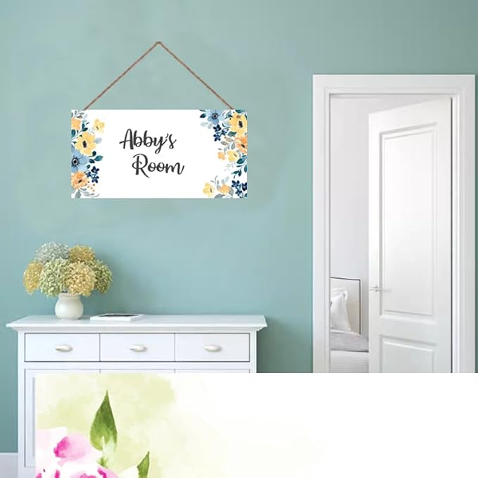Personalized Flowers Sign For Girls Room Boys Bedroom Custom Name Science Funny Theme Kids Room Toddler Baby Nursery Door Plaque Wall Art Decor For Little Man Cave
